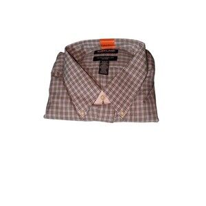 Kirkland Button Down Men's 18x34/35 Green & White Traditional Fit Non-Iron Shirt